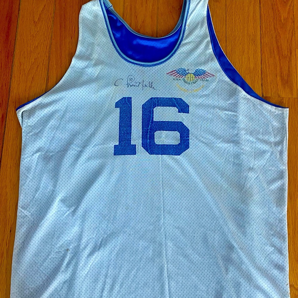 Chris Mullin USA Olympic Basketball Practice Worn Signed Jersey